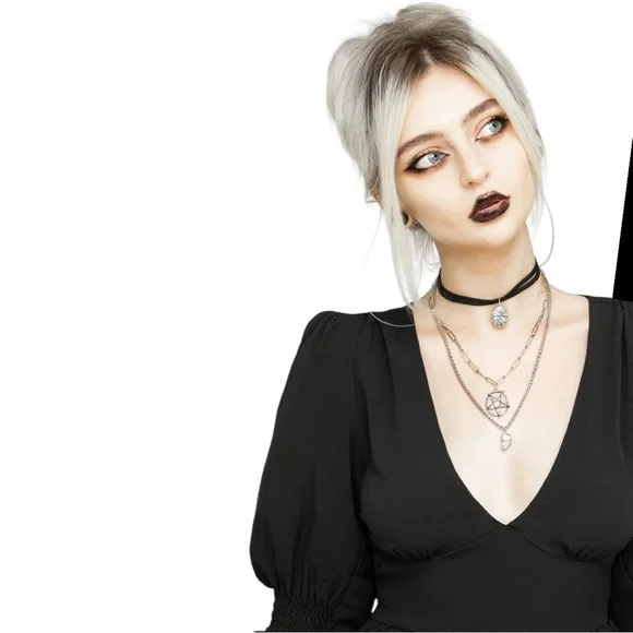 Disturbia Black Divination Textured Mini Dress Size 10 Goth Gothic whimsical - Picture 16 of 16